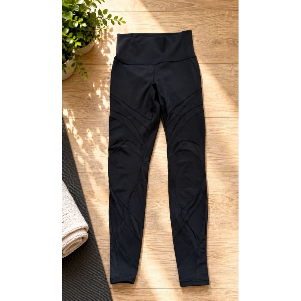 Lululemon Wunder Under High Rise Tight Mesh 28" Black Leggings Women's Size 6